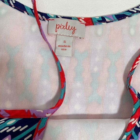 Pixley spaghetti strap lined mini sundress in warm & cool chevron stripes small - Picture 4 of 8